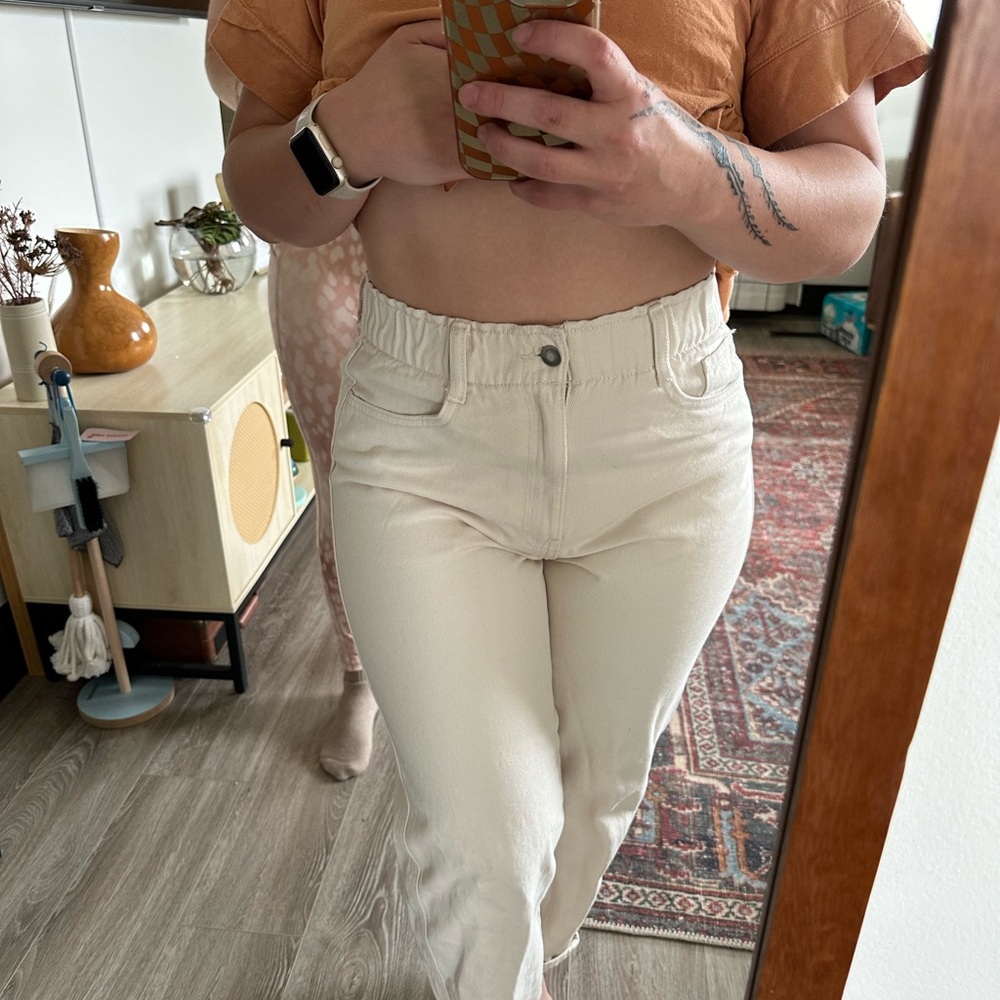 White Paperbag Pants